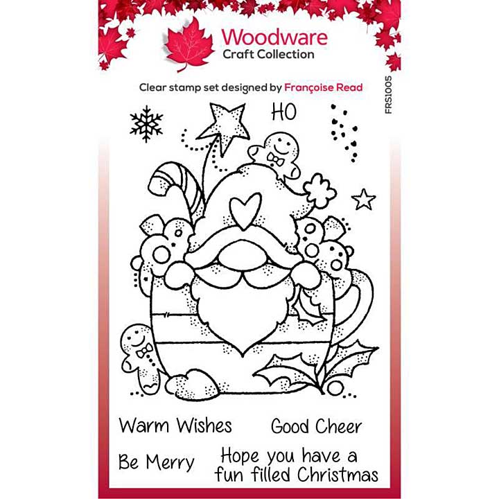 Woodware Clear Singles Gnome Christmas Cup Stamp Set (4x6)