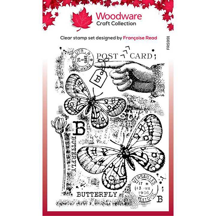 SO: Woodware Clear Singles B is For Butterfly 4 in x 6 in Stamp