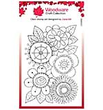 Woodware Clear Singles Petal Doodles All Bunched Up 4 in x 6 in Stamp Set