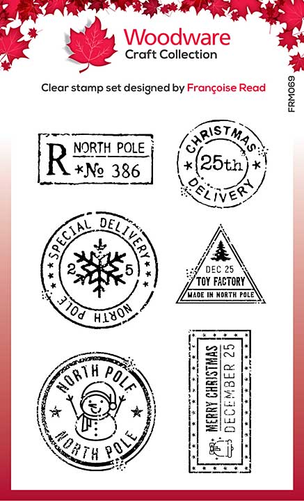 Woodware Christmas Postmarks Clear Stamps