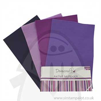 SO: Dovecraft A4 Felt Multipack - Purples