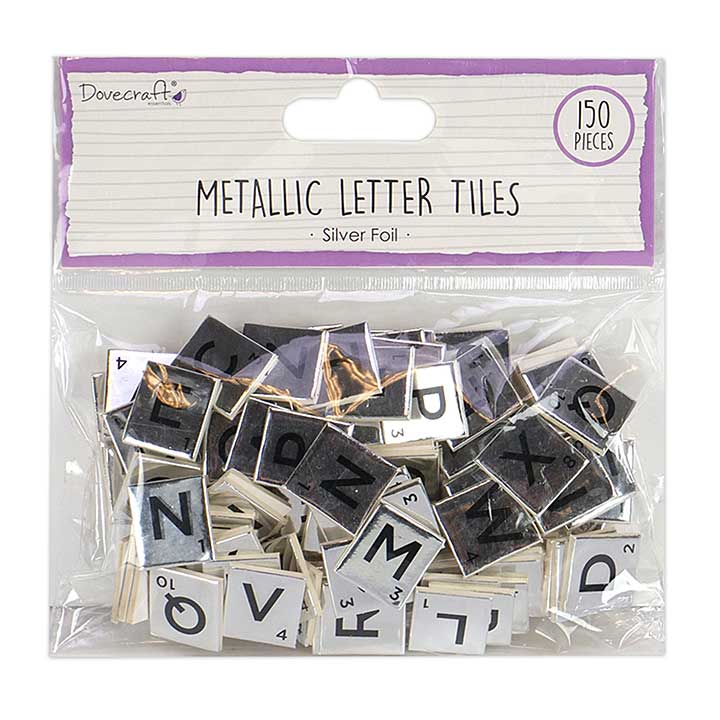 Dovecraft Silver Chipboard Letter Tiles (DCBS224) (DISCONTINUED)