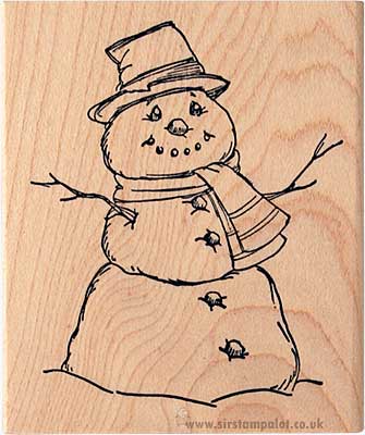 Festive Watercolours - Traditional Snowman Rubber Stamp