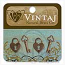 SO: Vintaj - Natural Brass - Hearts and Keys (set of 4)
