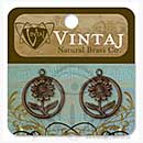 SO: Vintaj - Natural Brass - Sunflower Motif (set of 2)