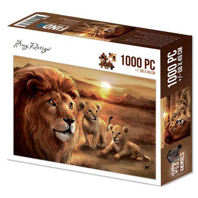 Amy Design Wild Animals Jigsaw Puzzle - Lion with Cubs (1000 pieces)