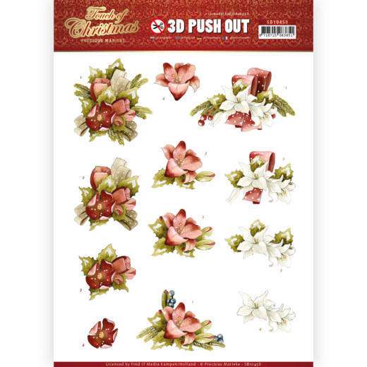 SO: Precious Marieke Touch of Christmas 3D Push Out - Red Flowers