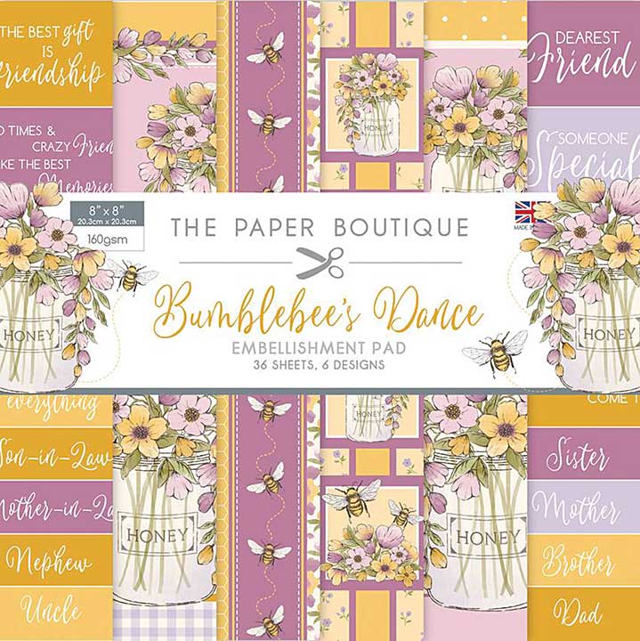 The Paper Boutique Bumblebees Dance 8 in x 8 in Embellishments Pad