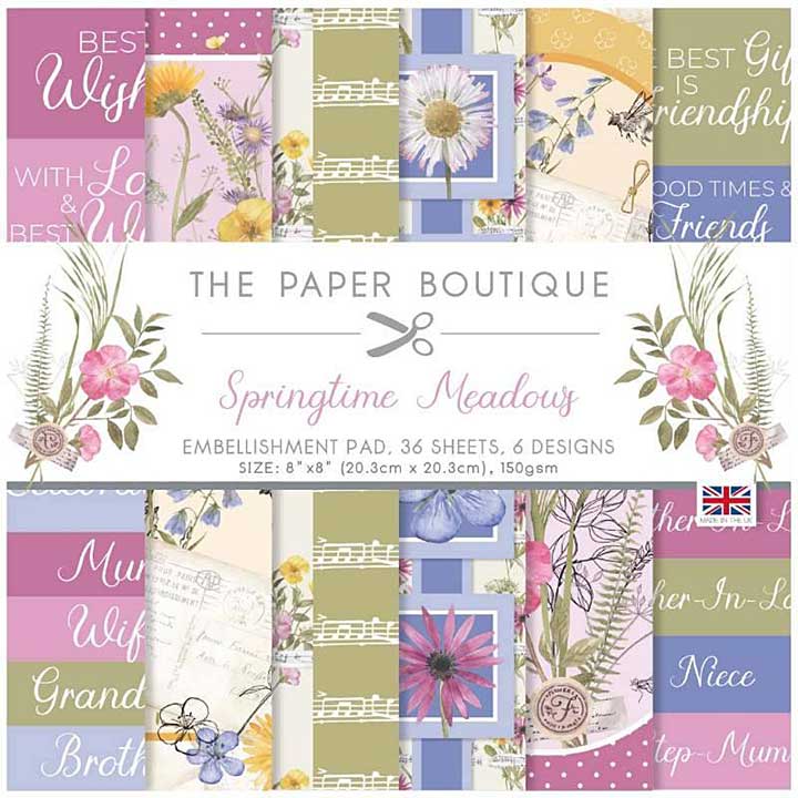 SO: The Paper Boutique Springtime Meadows 8 in x 8 in Embellishments Pad