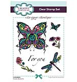 Creative Expressions Designer Boutique Doodle Butterfly 6 in x 4 in Clear Stamp Set