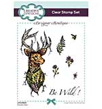 Creative Expressions Designer Boutique Doodle Deer 6 in x 4 in Clear Stamp Set