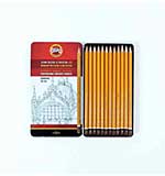 Koh-i-Noor Hardtmuth KIN Tin Set of 12 Pencils Graphic (5B-5H)