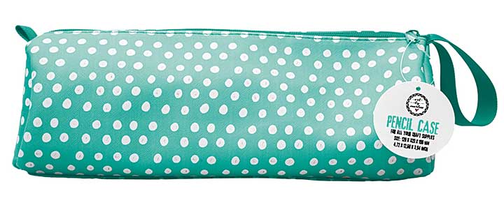 Art By Marlene Signature Collection Pencil Case Turquoise with White Dots (ABM-SI-PC03)