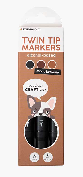 Creative Craftlab Twin Tip Markers Choco Brownie (3pcs) (CCL-ES-MARK07)