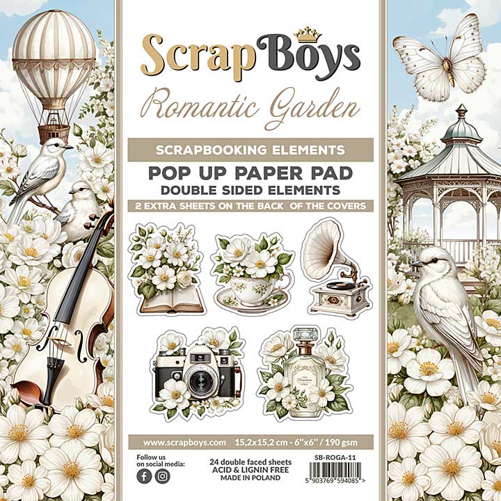 SO: ScrapBoys Romantic Garden 6x6 Inch Pop Up Paper Pad