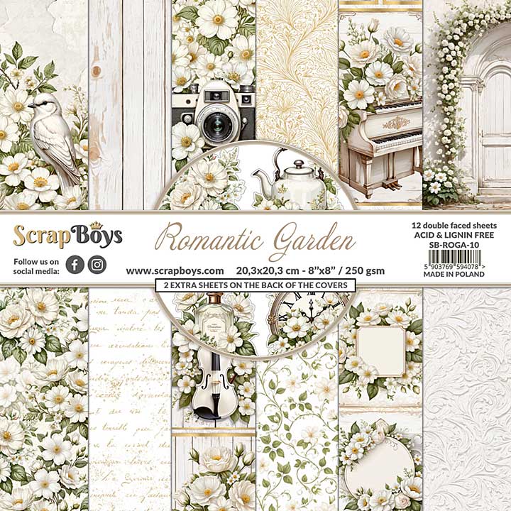 ScrapBoys Romantic Garden 8x8 Inch Paper Pad