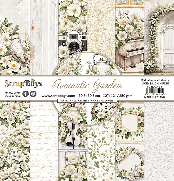 ScrapBoys Romantic Garden 12x12 Inch Paper Pad