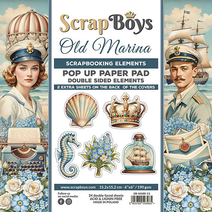 SO: ScrapBoys Old Marina 6x6 Inch Pop Up Paper Pad