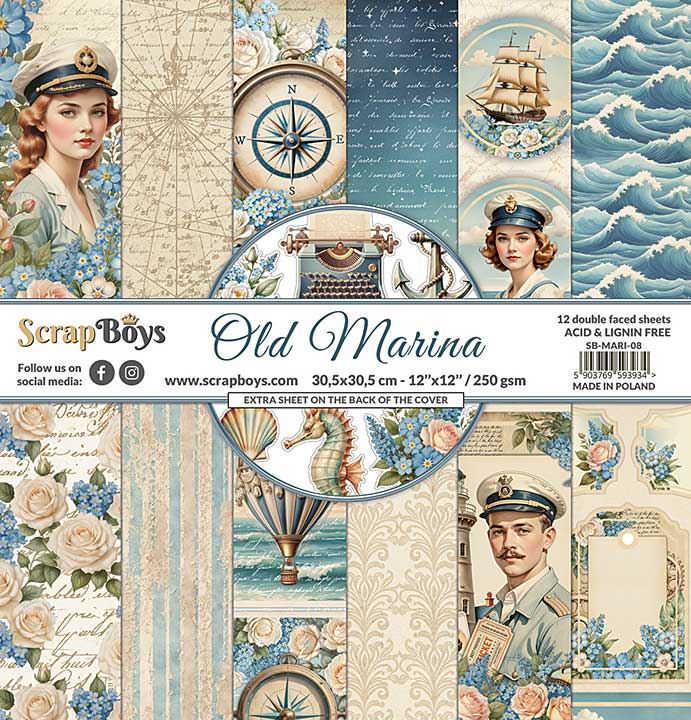 SO: ScrapBoys Old Marina 12x12 Inch Paper Pad