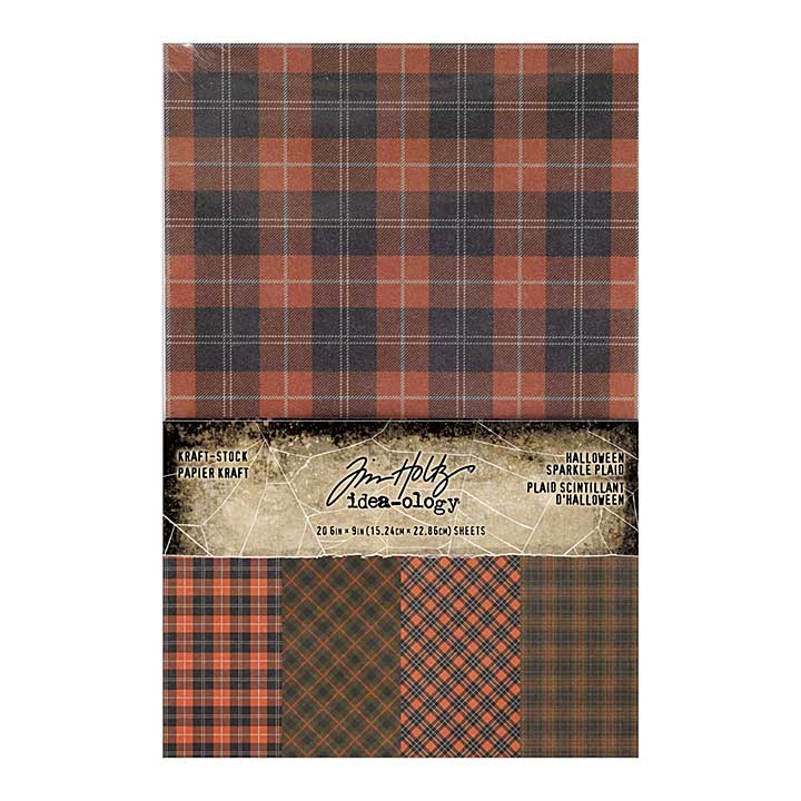 SO: Idea-ology Tim Holtz Halloween Kraft-stock Halloween Sparkle Plaid