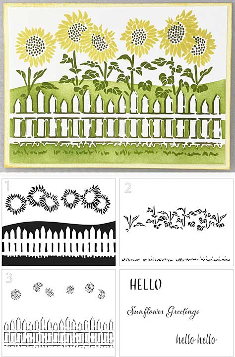 Crafter\'s Workshop Layered Card Stencil 8.5x11 - A2 Layered Fenced Sunflowers