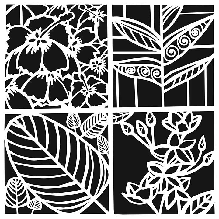 The Crafters Workshop Botanical Squares 6x6 Inch Stencil