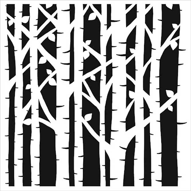 The Crafters Workshop Birch Trees 6x6 Inch Stencil