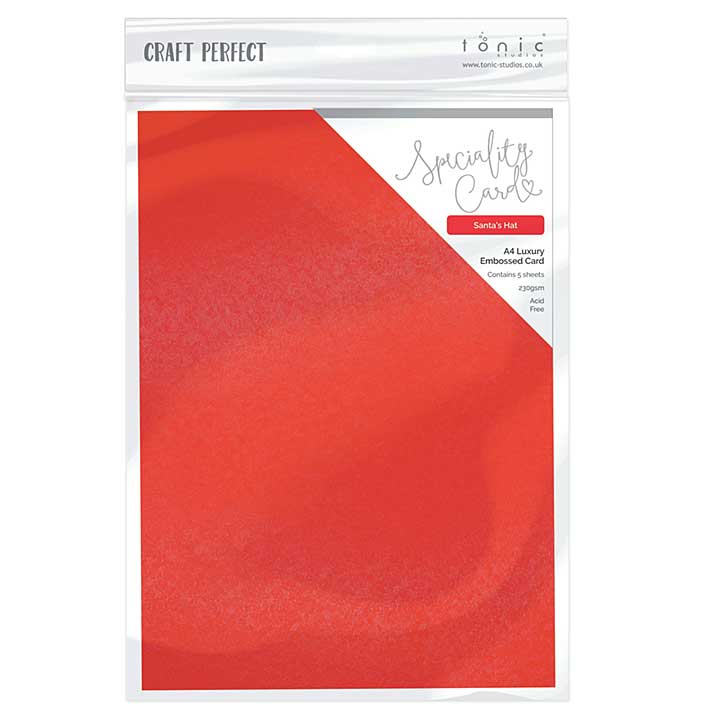 Craft Perfect Luxury Embossed Cardstock A4 5pk - Santas Hat