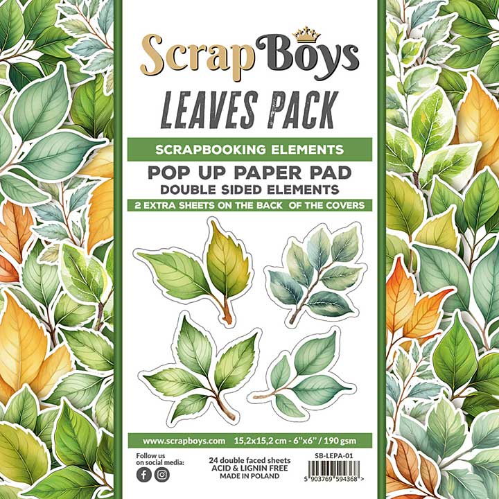 ScrapBoys Leaves Pack 6x6 Inch Pop Up Paper Pad