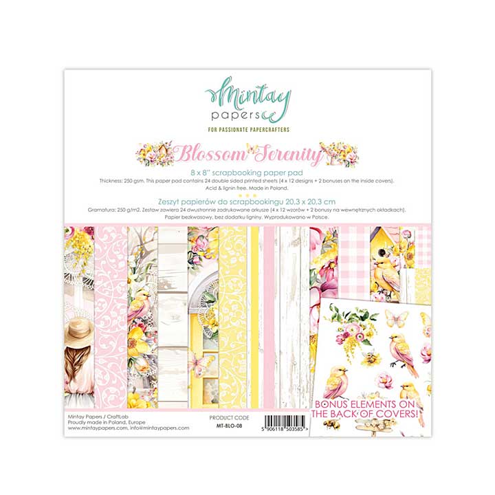 Mintay Blossom Serenity 8x8 Inch Scrapbooking Paper Pad