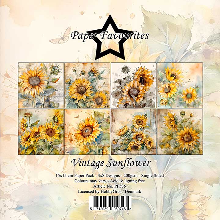 Paper Favourites Vintage Sunflower 6x6 Inch Paper Pad
