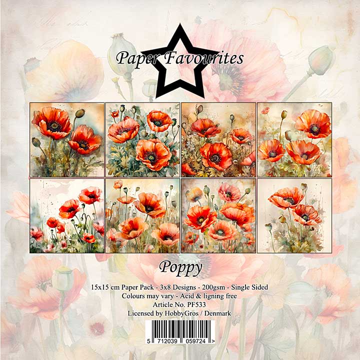 Paper Favourites Poppy 6x6 Inch Paper Pad