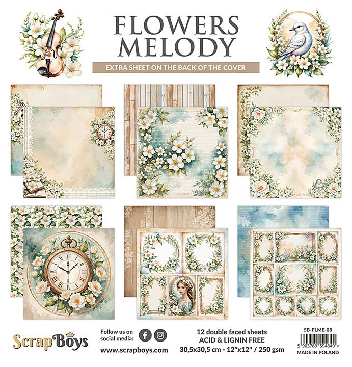 ScrapBoys Flowers Melody 12x12 Inch Paper Pad