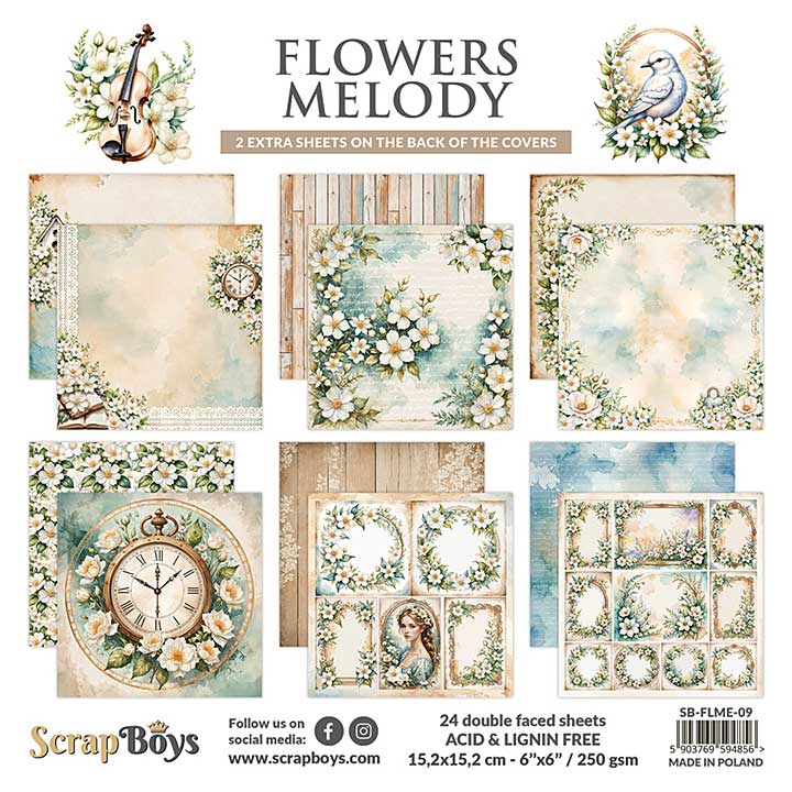 ScrapBoys Flowers Melody 6x6 Inch Paper Pad