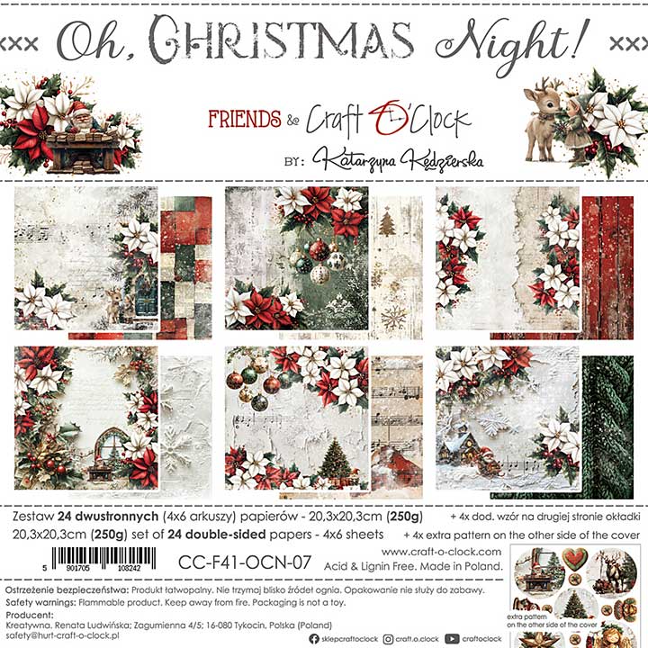 Craft OClock Oh Christmas Night 8x8 Inch Paper Set