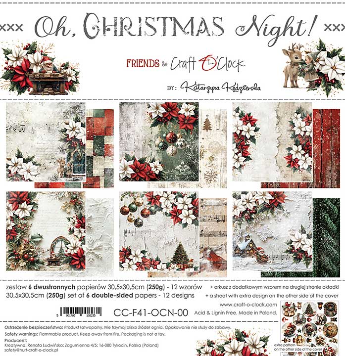 Craft OClock Oh Christmas Night 12x12 Inch Paper Set