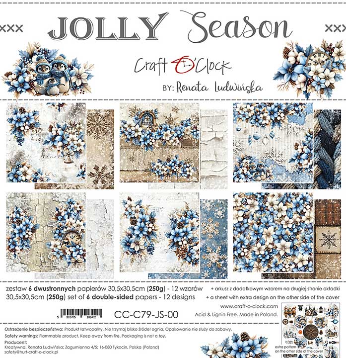 Craft OClock Jolly Season 12x12 Inch Paper Set