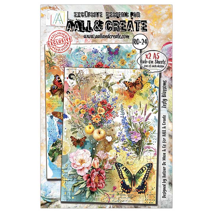 Aall and Create Radiant Florals A5 Rub-Ons Zesty Blossoms