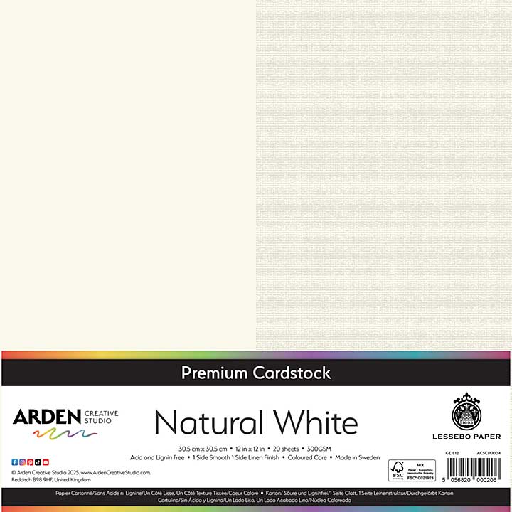 Arden Creative Studio Premium Cardstock 12x12 Inch Natural White (20 Sheets)