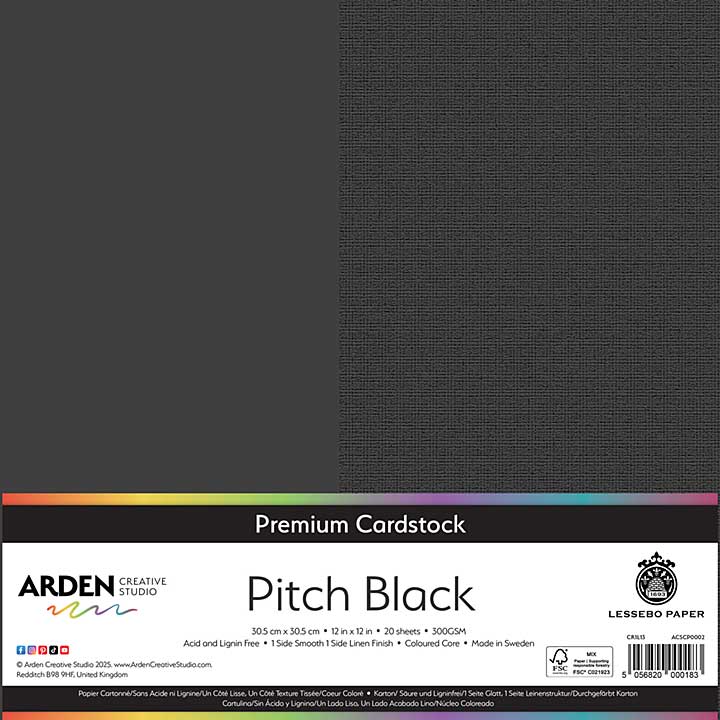 Arden Creative Studio Premium Cardstock 12x12 Inch Pitch Black (20 Sheets)