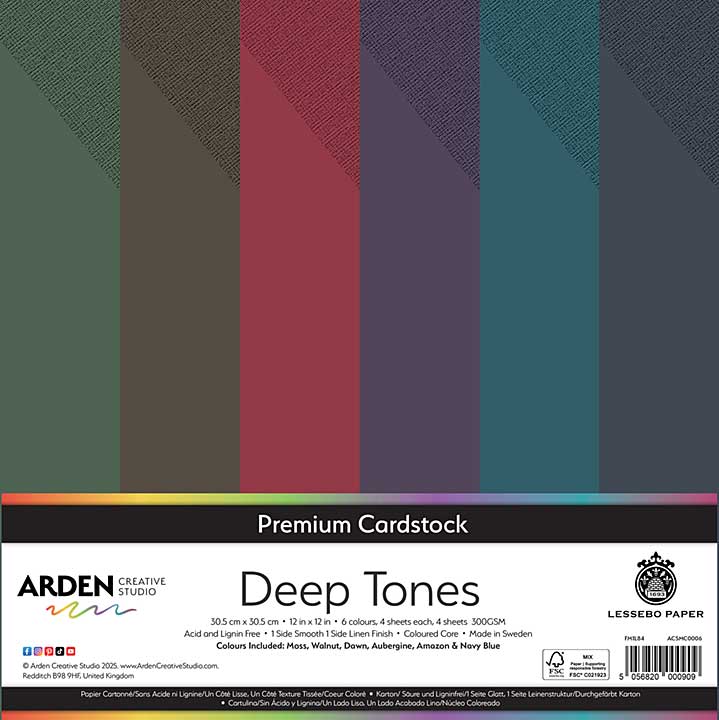 Arden Creative Studio Premium Cardstock 12x12 Inch Deep Tones (24 Sheets)