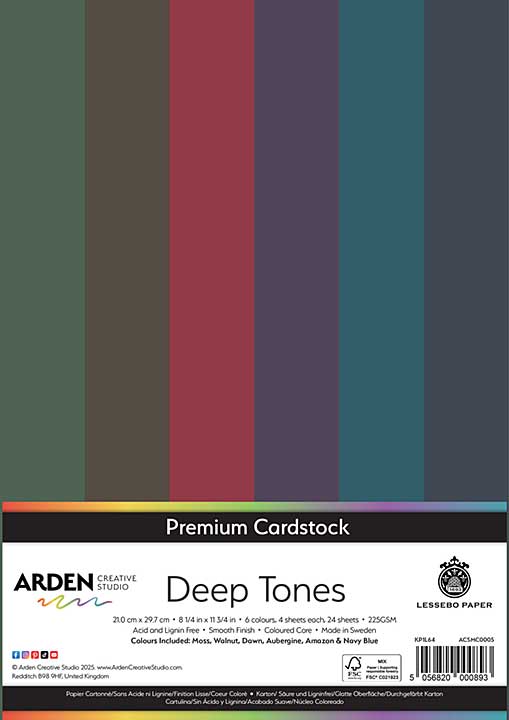 Arden Creative Studio Premium Cardstock A4 Deep Tones (24 Sheets)