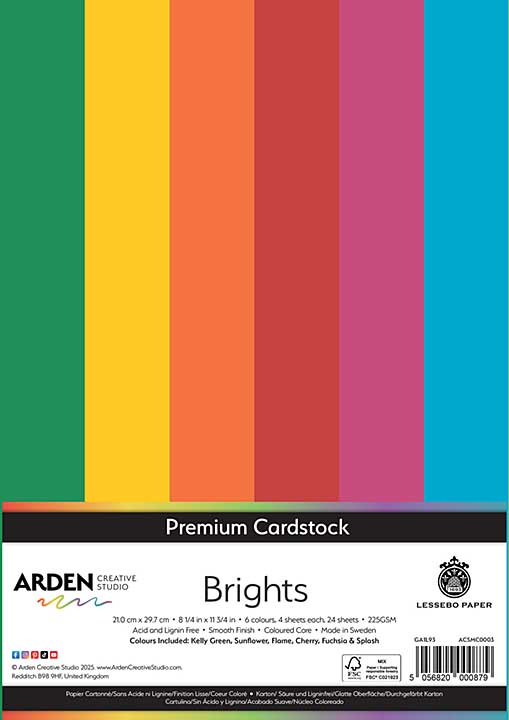 Arden Creative Studio Premium Cardstock A4 Brights (24 Sheets)