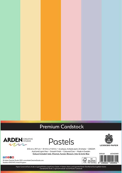Arden Creative Studio Premium Cardstock A4 Pastels (24 Sheets)