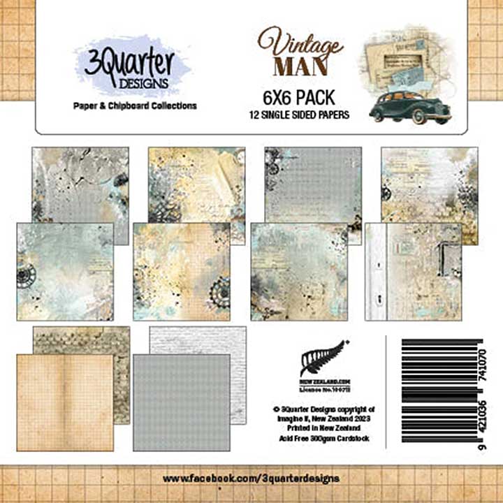 3Quarter Designs - 6 X 6 Paper Pack - Vintage Man