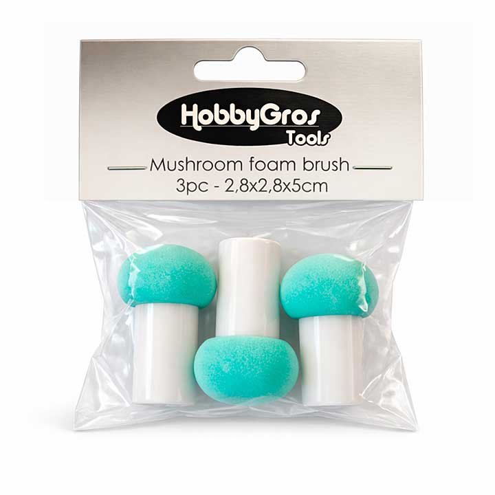 HobbyGros Storage Mushroom 2,8x2,8x5cm Foam Brushes (3pcs)