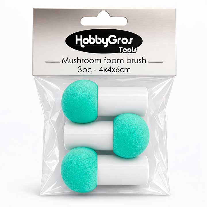 HobbyGros Storage Mushroom 4x4x6cm Foam Brushes (3pcs)