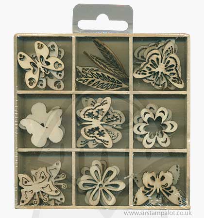 SO: Wooden Embellishment Shapes - Butterfly (45pcs)