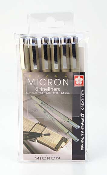 SO: Pigma Micron Wallet - 6 Black Pigment Pens