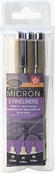 SO: Pigma Micron Wallet - 3 Archival Ink Fineliners Pens Set